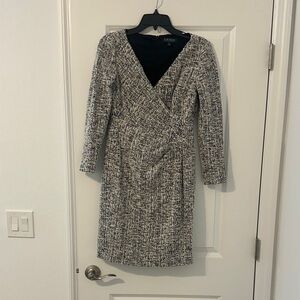 Lauren Ralph Lauren Textured Black and White Long Sleeve Dress